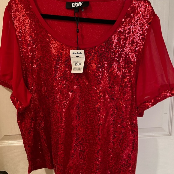 NWT DKNY Red Sequin Top - Picture 2 of 10